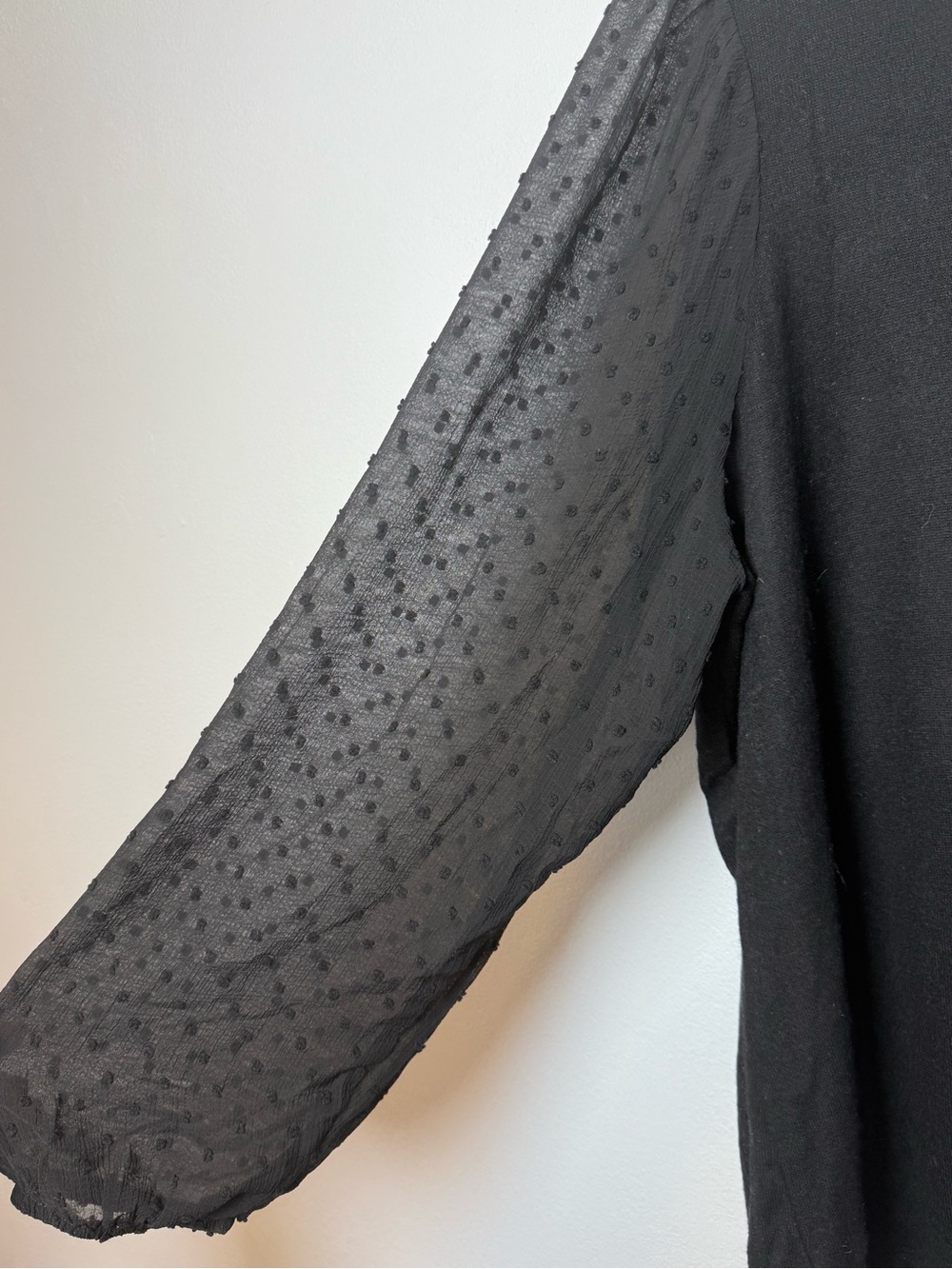 Maurices Black Long Sleeve Swiss Dot Sleeve Tee - Picture 3 of 6